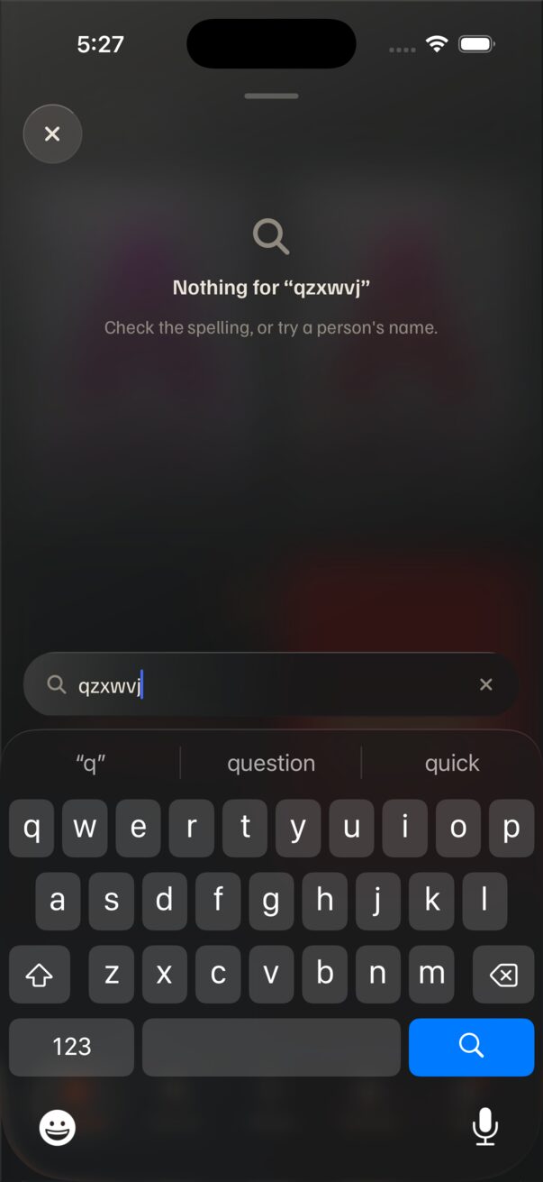 Spotlight no results for qzxwvj