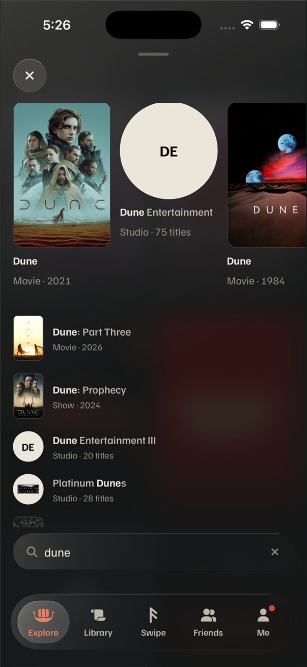 Spotlight results with the keyboard down