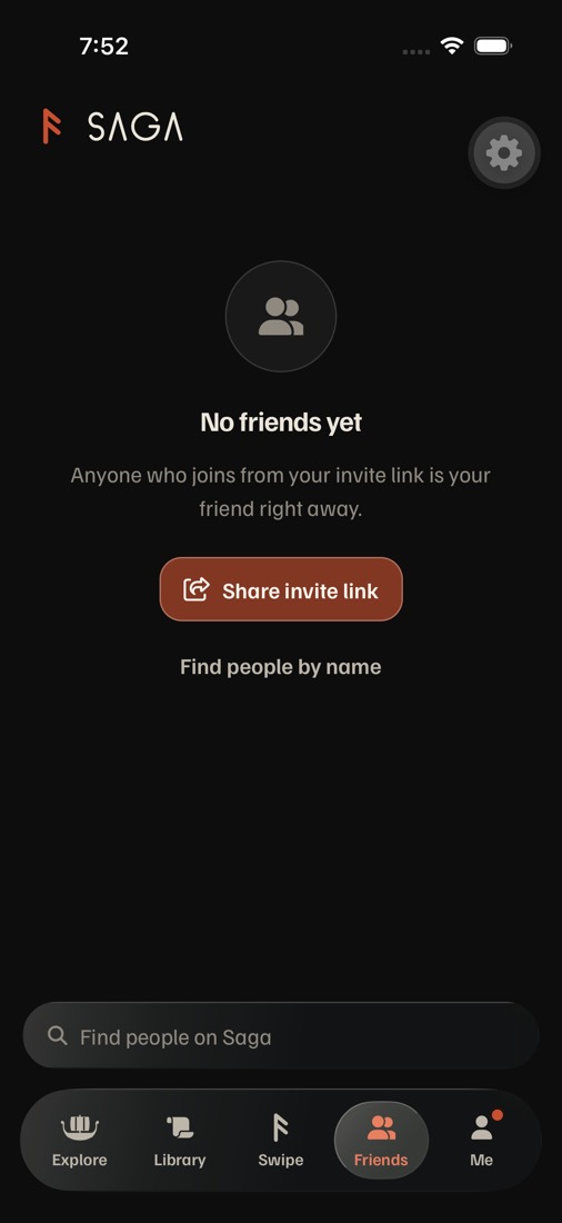 Friends with the Find people on Saga button