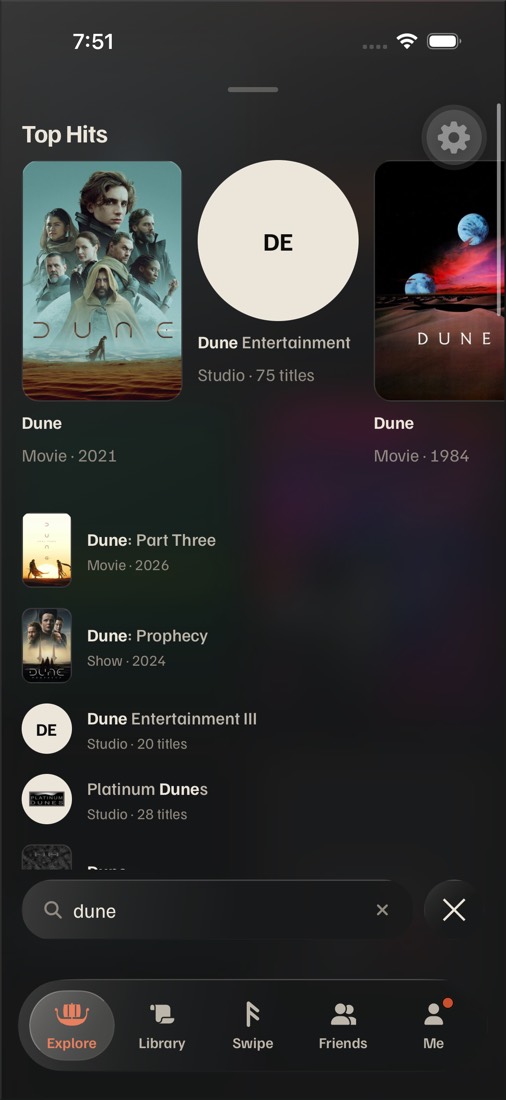 Spotlight results with the keyboard down