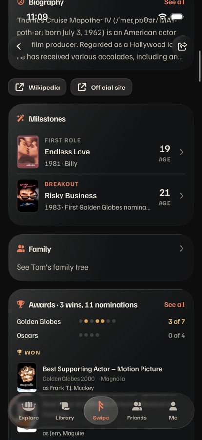 Scrolled: links, Milestones, Family and the start of Awards