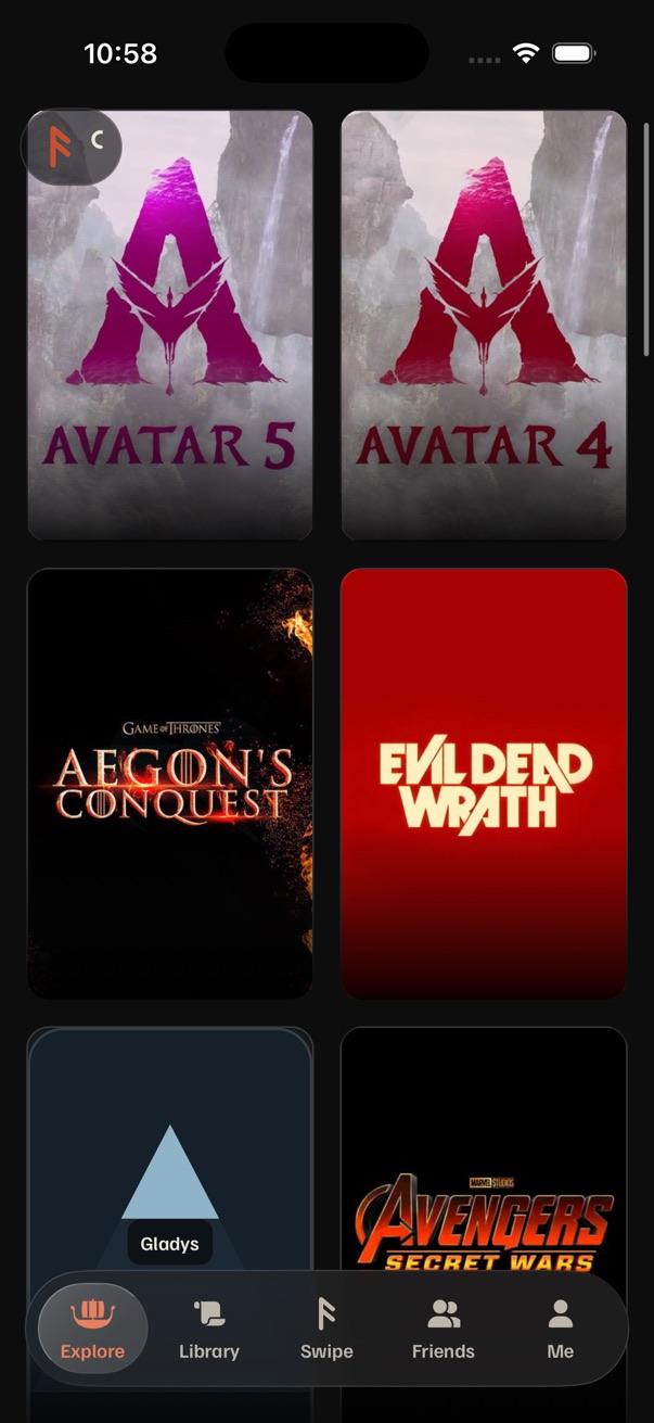Explore while scrolling: the search row is gone, the tab bar unchanged